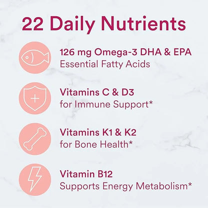 SmartyPants Women's Multivitamin Gummies: Omega 3 CoQ10, Vitamin D3, C, B12, B6, B6, Vitamin 180 Count (30 Day