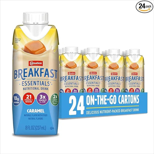 Carnation Breakfast Essentials Original Nutritional Drink, New Caramel Flavor, Ready-to-Drink, 10g Protein, Vitamins D & C...