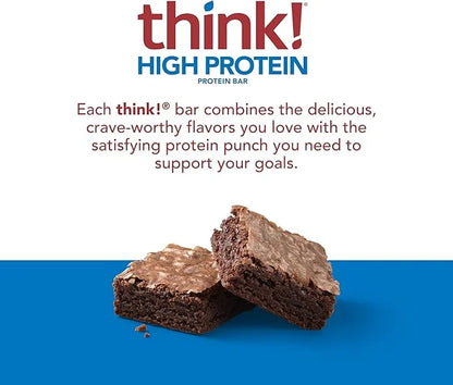 think! Protein Bars, High Protein Snacks, Gluten Free, Kosher Friendly, Brownie Crunch, Nutrition Bars, 2.1 Oz per Bar, 12...