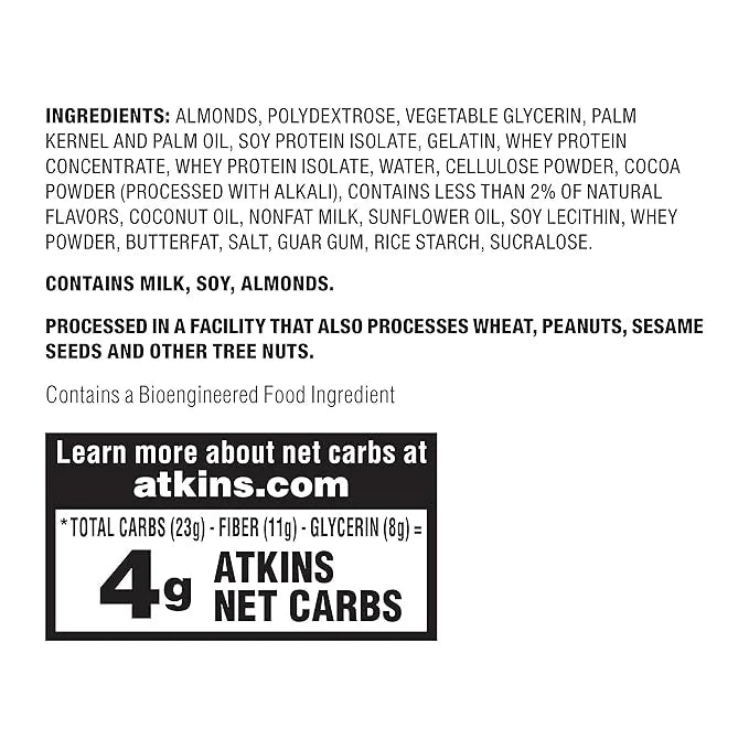 Atkins Chocolate Almond Butter Protein Meal Bar, Keto Friendly, 5 Count - Product Image