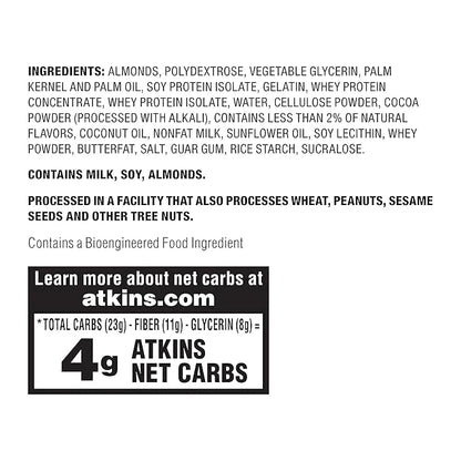 Atkins Chocolate Almond Butter Protein Meal Bar, Keto Friendly, 5 Count - Product Image