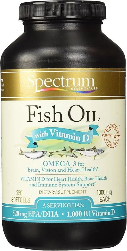 Spectrum Essentials Softgels, Fish Oil 1000 mg, 250 Count