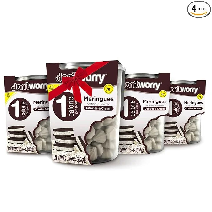 Don't Worry Keto Friendly Meringue Cookies - Cookies & Cream, Only 1 Calorie per piece!, Healthy Candy, Gluten Free Snacks...