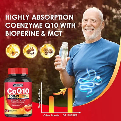 CoQ10 200mg with PQQ & Shilajit Q10 Supplements 120 Veggie