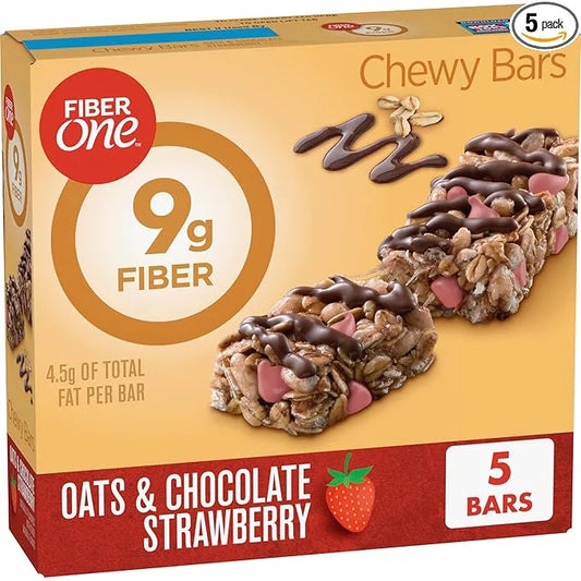Fiber One Chewy Bars, Oats & Chocolate Strawberry Fiber Snacks, 5 Count, 7 oz - Product Image