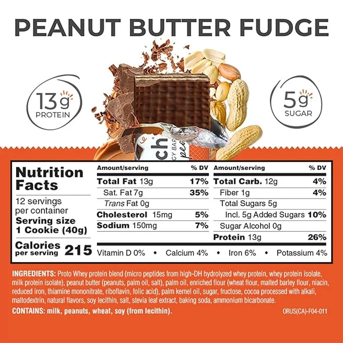 Power Crunch Protein Wafer Bars, High Protein Snacks with Delicious Taste, Peanut Butter Fudge, 1.4 Ounce (12 Count) - Pro...