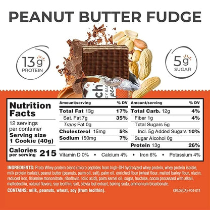 Power Crunch Protein Wafer Bars, High Protein Snacks with Delicious Taste, Peanut Butter Fudge, 1.4 Ounce (12 Count) - Pro...