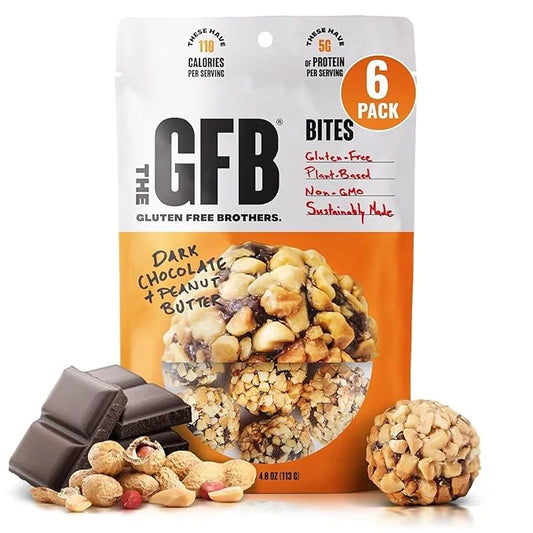 The Gluten Free Brothers Dark Chocolate Peanut Butter Bites - Gluten Free Protein Balls – Non GMO, Soy Free, Vegan – Snack...