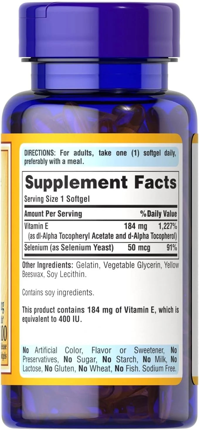Puritan's Pride Vitamin E 400 IU 50 mcg 100 softgels