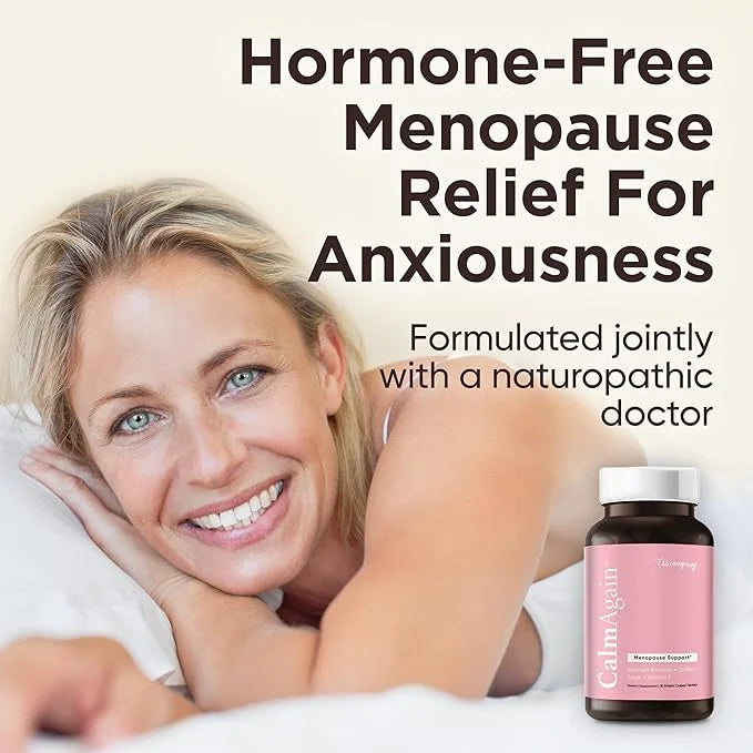 BB Company CalmAgain Menopause Support, Relief & Hormone Balance - Nervousness Relief, Mood Support, Hot Flashes, Night Sw...