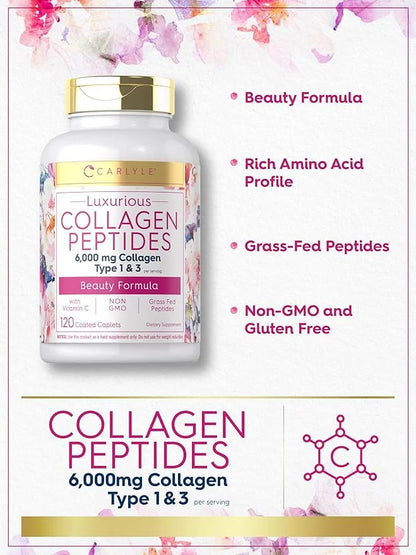 Carlyle Collagen with Vitamin C 6000mg | 120 Caplets 1 and 3 |
