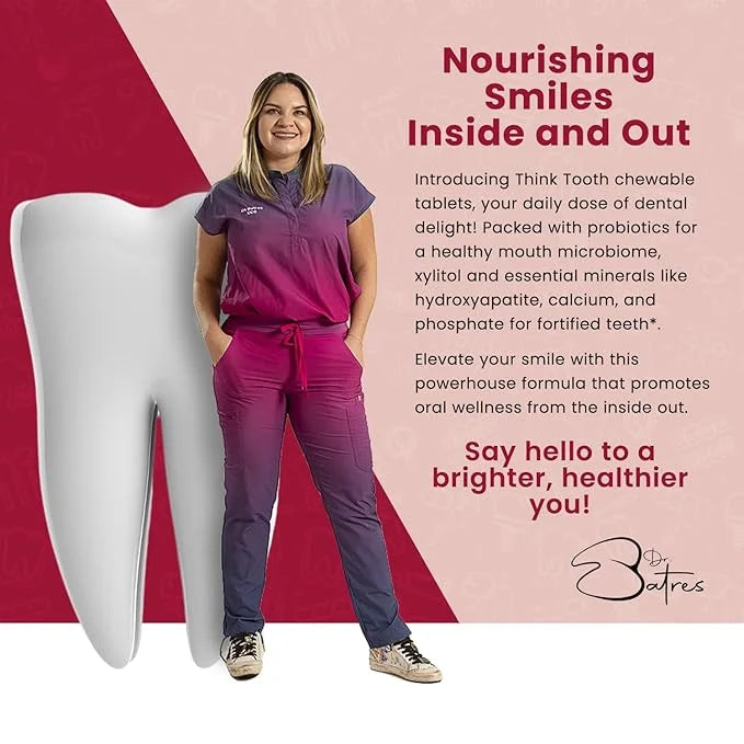 Think Tooth Chewable Tablets Supports Oral & Gut Health - Dental Probiotic Supplement for Fresh Breath & Healthy Gums - Ad...