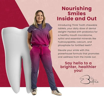 Think Tooth Chewable Tablets Supports Oral & Gut Health - Dental Probiotic Supplement for Fresh Breath & Healthy Gums - Ad...