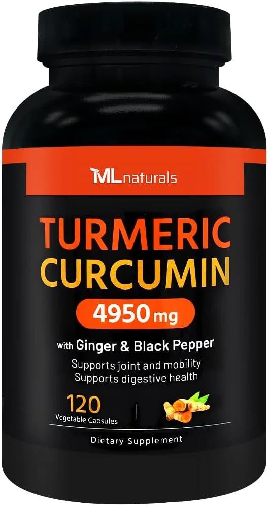Extra Strength Turmeric Curcumin 4950 mg 120 Vegetable 95% Curcuminoids,