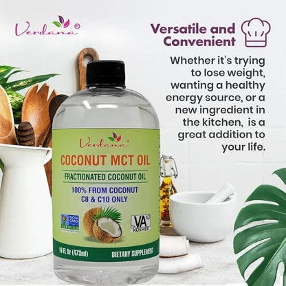 Verdana Coconut MCT Oil, Fractionated, Genuine 100% Coconut Derived, Kosher Food Grade, Vegan, Non-GMO, Great for Keto and...
