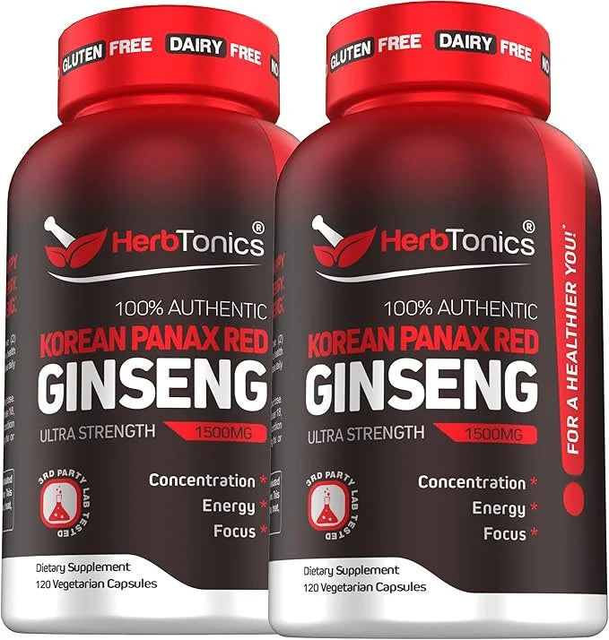 Herbtonics Korean Red Panax Ginseng 1500mg -240 Capsules