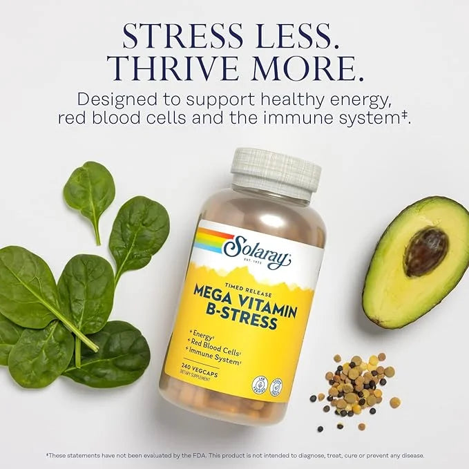 SOLARAY Mega Vitamin B-Stress B12, B6, B6, Folic 60-Day Guarantee (240 CT)