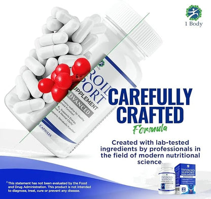 1 Body Thyroid Support Supplement with Iodine B12 Complex, 30 Day