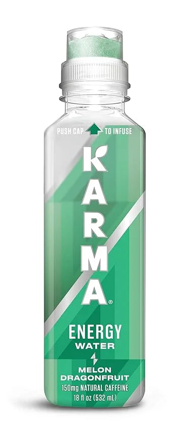 Karma Natural Energy Drink - 12 Pack, Melon Dragonfruit Caffeinated Water - Clean Focus & Energy Boost - Product Image