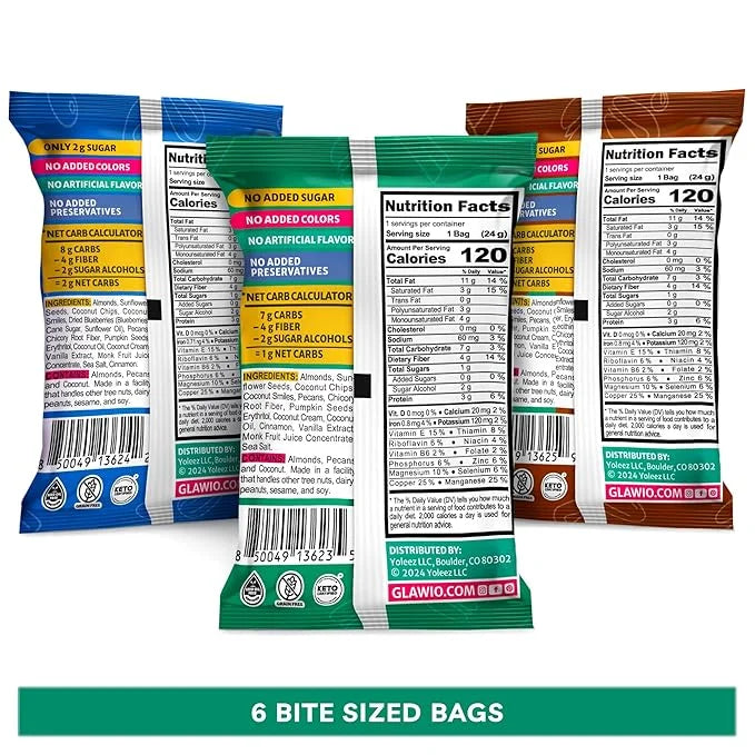 TGB Variety Granola Bites, Cinnamon, Blueberry & Chocolate Chip, Keto Snack, No Added Sugar, Gluten Free, 0.85oz Bag (Pack...