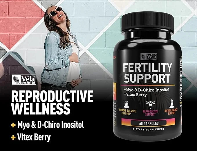 Vela Fertility Support Supplement | + Myo & D-Chiro Inositol + Vitex Berry | Reproductive Support, Hormonal & Ovarian Supp...