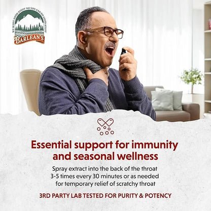 Barlean's 2 Pack Olive Leaf Complex Throat Spray with Peppermint, Lemon, and Sage for Itchy Throat Relief, Immune Support ...