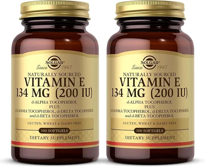 SOLGAR Vitamin E 200 IU - 100 Softgels, Pack of 2 - Natural Antioxidant, Immune System Support - Gluten Free, Dairy Free -...