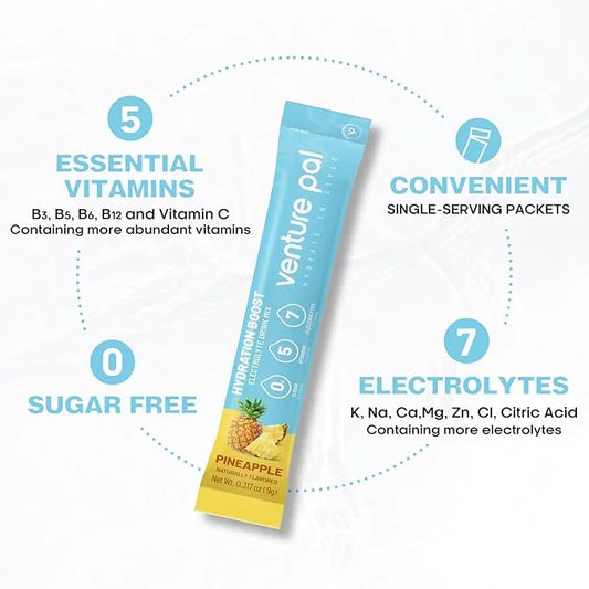 Venture Pal Sugar Free Electrolyte Powder Packets - Liquid Daily IV Drink Mix for Rapid Hydration & Party Recovery | 5 Vit...