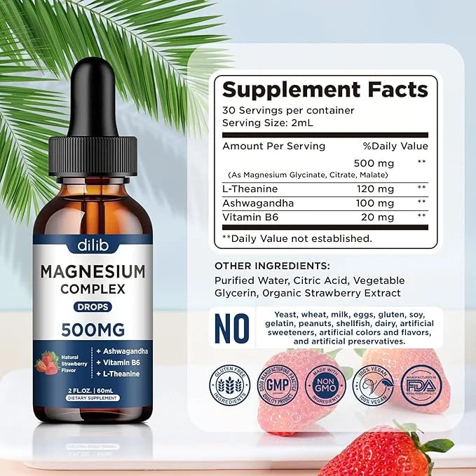 Triple Magnesium Complex Supplement-Magnesium Glycinate, Citrate, 500mg with B6 for