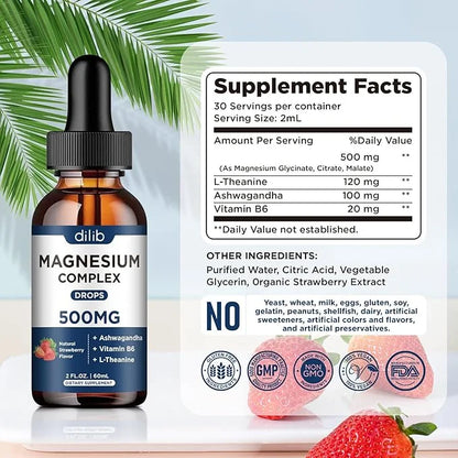 Triple Magnesium Complex Supplement-Magnesium Glycinate, Citrate, 500mg with B6 for