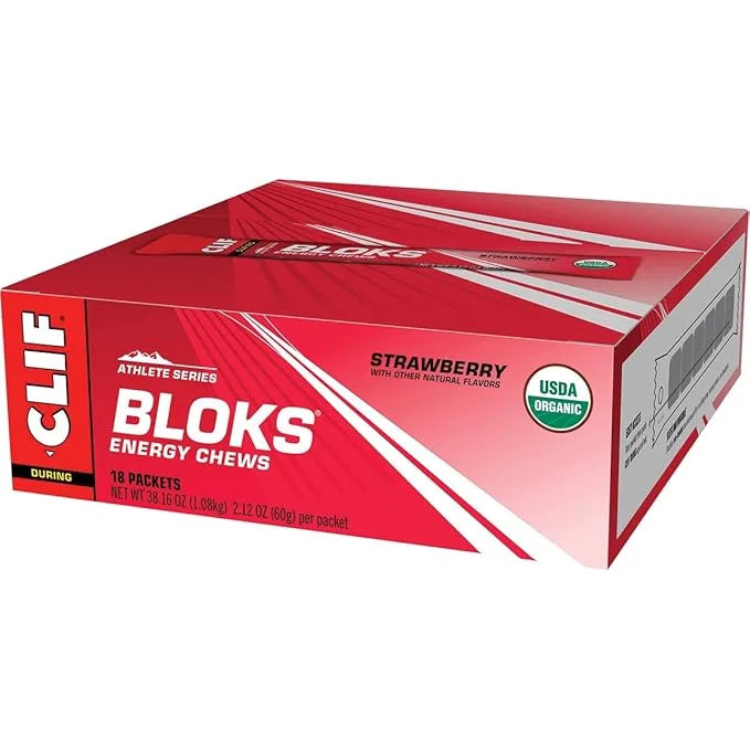 CLIF BLOKS - Strawberry Flavor - Energy Chews - Non-GMO - Plant Based - Fast Fuel for Cycling and Running - Quick Carbohyd...
