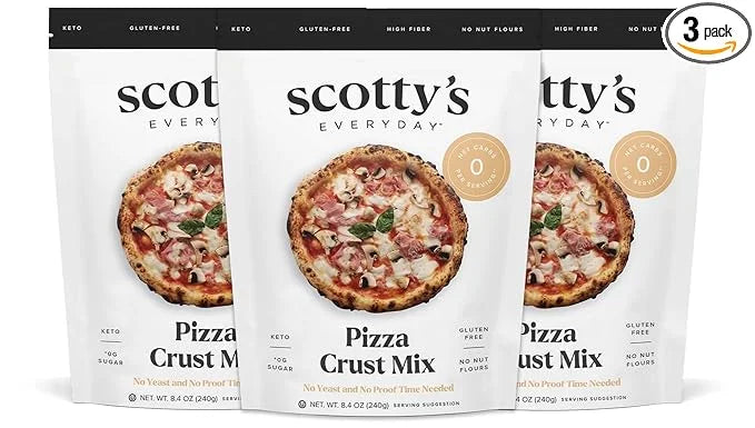 Scotty's Everyday - Keto Pizza Crust Mix - 0g Net carbs, 0g Added Sugar, Gluten-Free, High Fiber - No Nut Flours - 8.4oz, ...