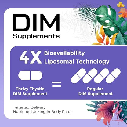 Liposomal DIM Supplement - 1500 mg Women DIM Supplement - Estrogen Supplements Contain Vitamin E, Evening Primrose, Black ...