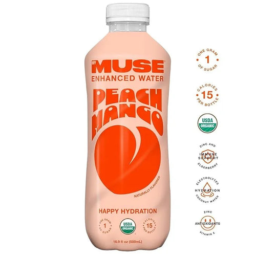 MyMuse Organic Enhanced Flavored Water, Variety Pack, 16.9 Fl Oz Bottle (12 pack), 1G of Sugar, Immune Support with Zinc &...