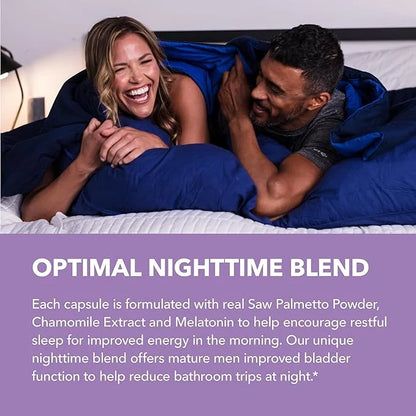 Saw Palmetto PM for Men with Melatonin 3mg - Night Time Prostate Health Supplement for Bladder and Sleep Support - Reduce ...