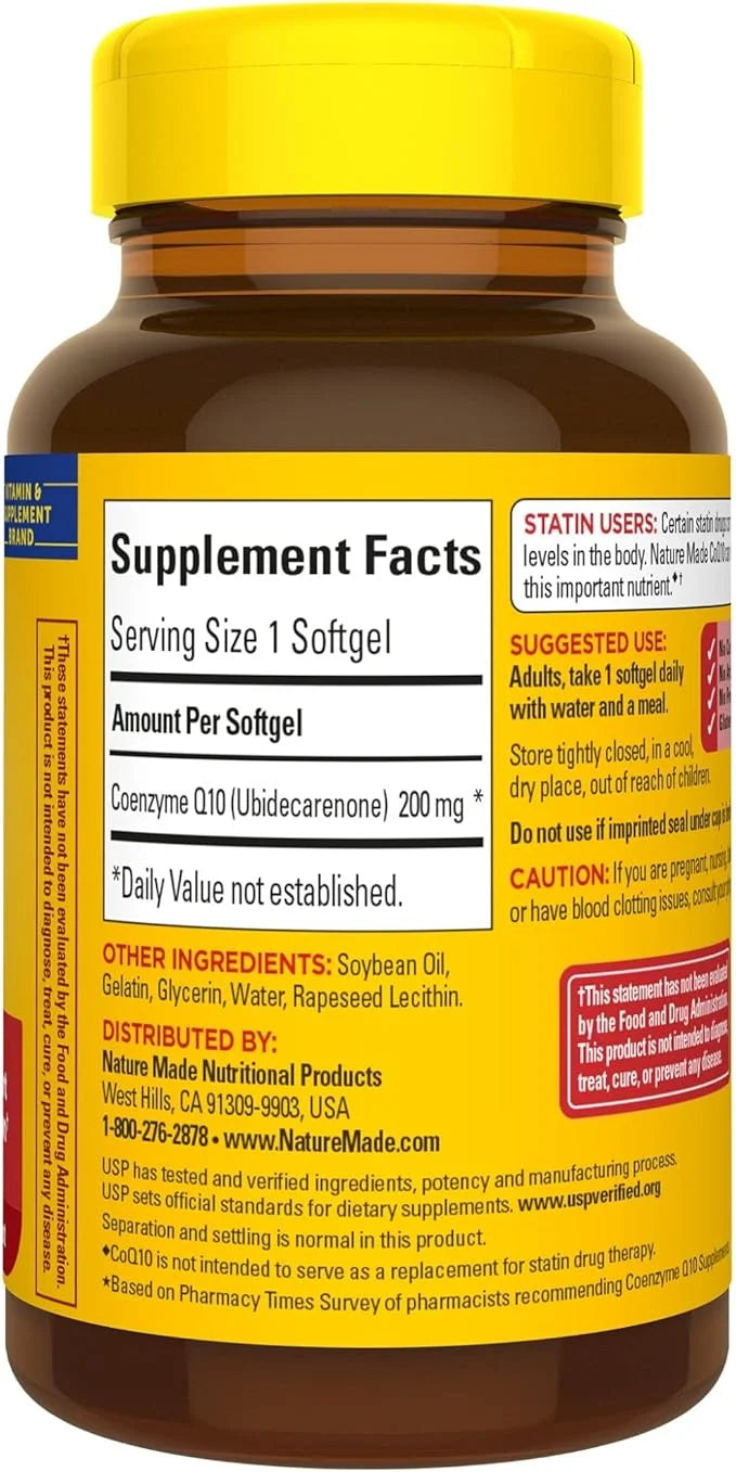 Nature Made CoQ10 200mg, Dietary Supplement 105 Softgels, 105 Day