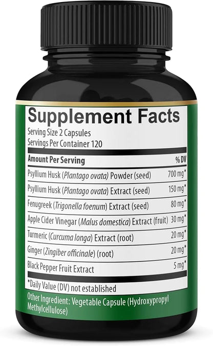 BMVINVOL Psyllium Husk Fiber Supplement 240 Capsules