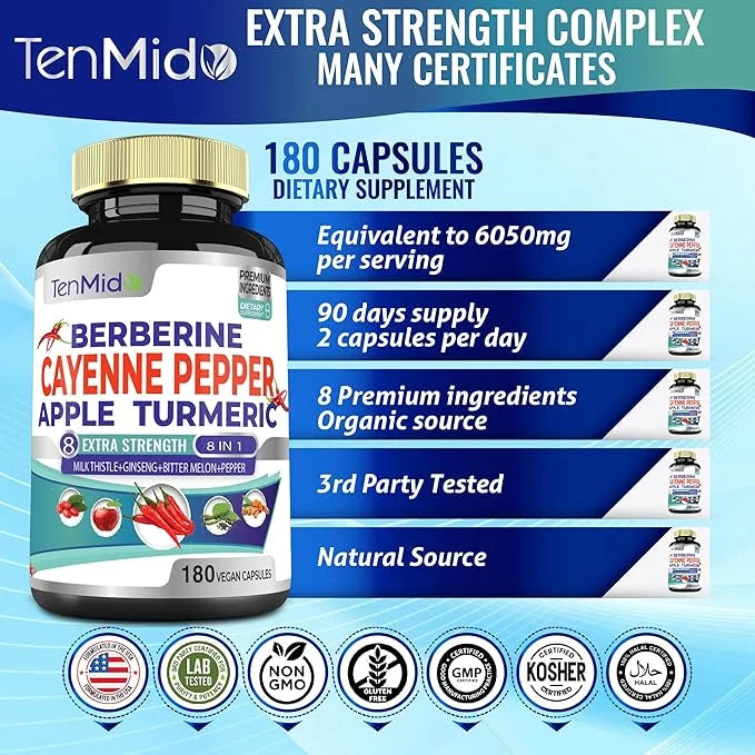 Cayenne Pepper Supplements Extract Capsules 6050mg, 180 Capsules