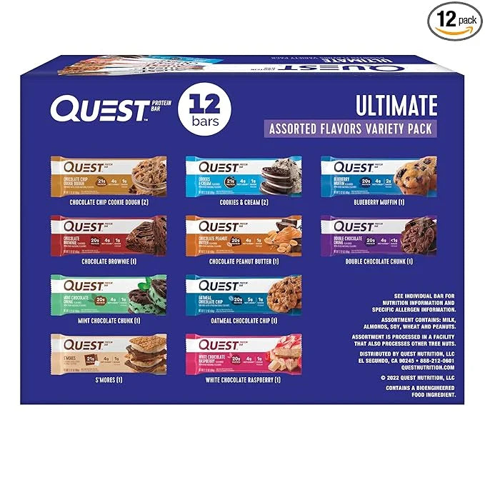 Quest Nutrition Ultimate Variety Pack Protein Bars, High Protein, Low Carb, Gluten Free, Keto Friendly, 12 Count - Product...