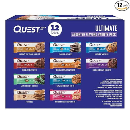 Quest Nutrition Ultimate Variety Pack Protein Bars, High Protein, Low Carb, Gluten Free, Keto Friendly, 12 Count - Product...