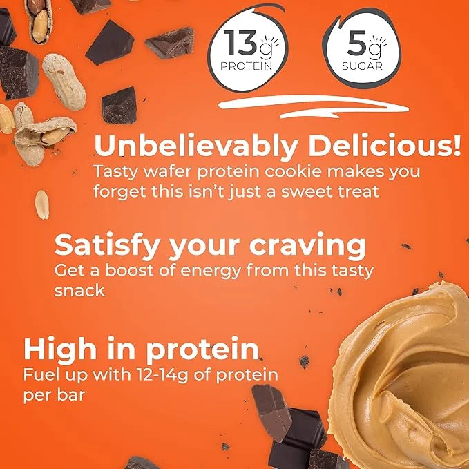 Power Crunch Protein Wafer Bars, High Protein Snacks with Delicious Taste, Peanut Butter Fudge, 1.4 Ounce (12 Count) - Pro...