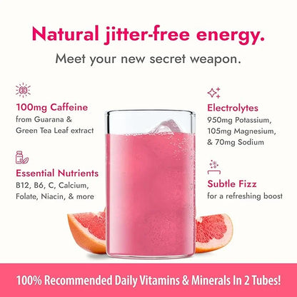 Zipfizz Daily Energy Drink Powder, Pink Grapefruit, 20 Pack | 3-in-1 Sustained Energy, Rapid Hydration, and Essential Vita...