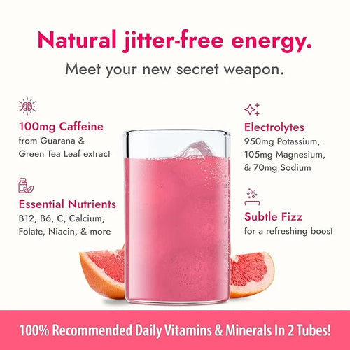 Zipfizz Daily Energy Drink Powder, Pink Grapefruit, 20 Pack | 3-in-1 Sustained Energy, Rapid Hydration, and Essential Vita...