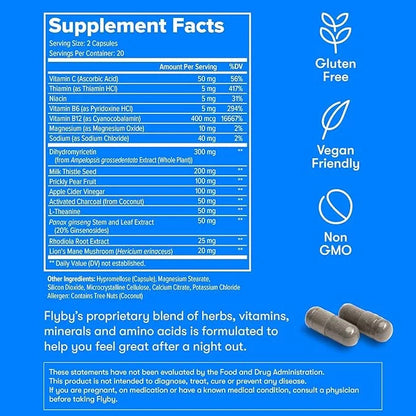Flyby Recovery Supplement - All The Hang, Without The Over!™ - with Milk Thistle, Vitamin C, Activated Charcoal, and Apple...