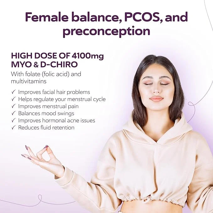 Myo-Inositol & D-Chiro Inositol Supplement for Women | PCOS 4100MG (40:1 Ratio) | Hormonal Balance, Fertility, Preconcepti...