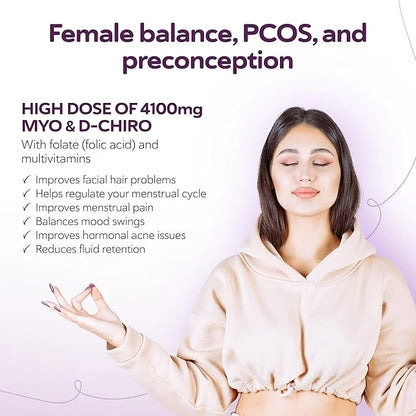 Myo-Inositol & D-Chiro Inositol Supplement for Women | PCOS 4100MG (40:1 Ratio) | Hormonal Balance, Fertility, Preconcepti...