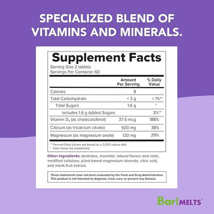 BariMelts Bariatric Calcium Citrate with Vitamin D3 and 1 Month (120 Smooth-Dissolving