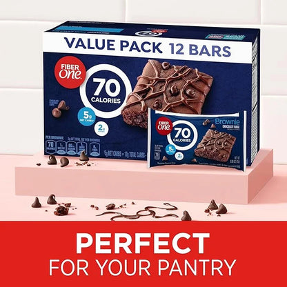 Fiber One 70 Calorie Brownies, Chocolate Fudge, Snack Bars, Value Pack, 12 Bars, 10.6 oz (Pack of 4) - Product Image