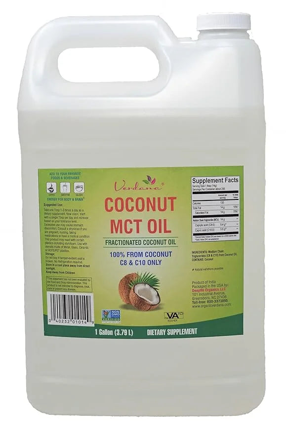 Verdana MCT Oil, Fractionated, 100% from Coconut - 1 Gallon - Kosher Food Grade, Vegan, Non-GMO - Great for Keto and Paleo...