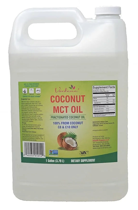 Verdana MCT Oil, Fractionated, 100% from Coconut - 1 Gallon - Kosher Food Grade, Vegan, Non-GMO - Great for Keto and Paleo...